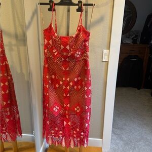 St. John Red Geometric Dress